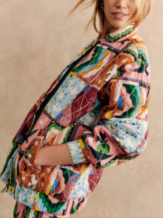 Sezane Jackets & Blazers - *NWT* [Sezane X Pangea] Richie Patchwork Quilted Jacket, Size 36/4